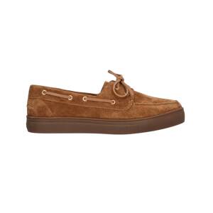 Daylily ljusbeige seglarskor i skinn med honungsfärgad sula och klassisk marin design