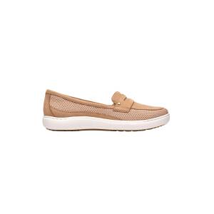 Sportig beige loafer för dam i nubuck från Clarks med flexibel sula och hög komfort