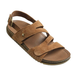 Embla 2617 sandal i brun mocka med kardborreremmar och justerbar hälrem