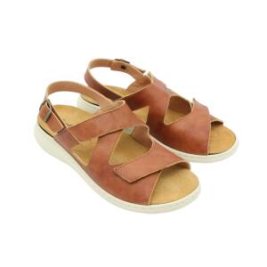 Embla Ergoflex lädersandal med hälrem i kastanjebrunt skinn och ergonomisk fotbädd