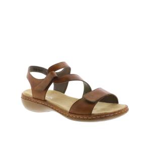 Rieker bruna sandaler dam 659C7-24 i läder med kardborreband