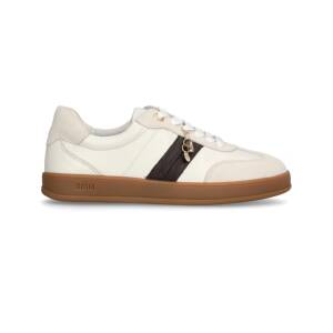 Dasia Achillea vita sneakers i mocka med beige detaljer och guldfärgade accenter