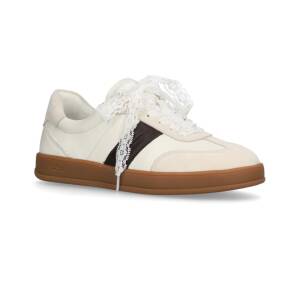 Dasia Achillea vita sneakers i mocka med beige detaljer och guldfärgade accenter