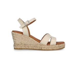 Sweeks Sigrid sandalett i cremefärgat skinn med kilklack i jute