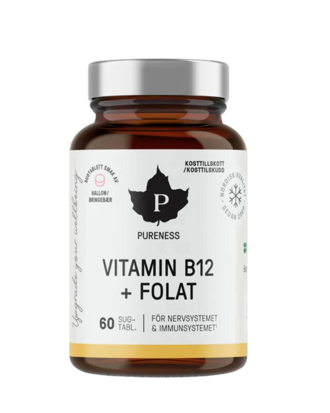 Pureness Vitamin B12 + Folat sugtabletter med hallonsmak